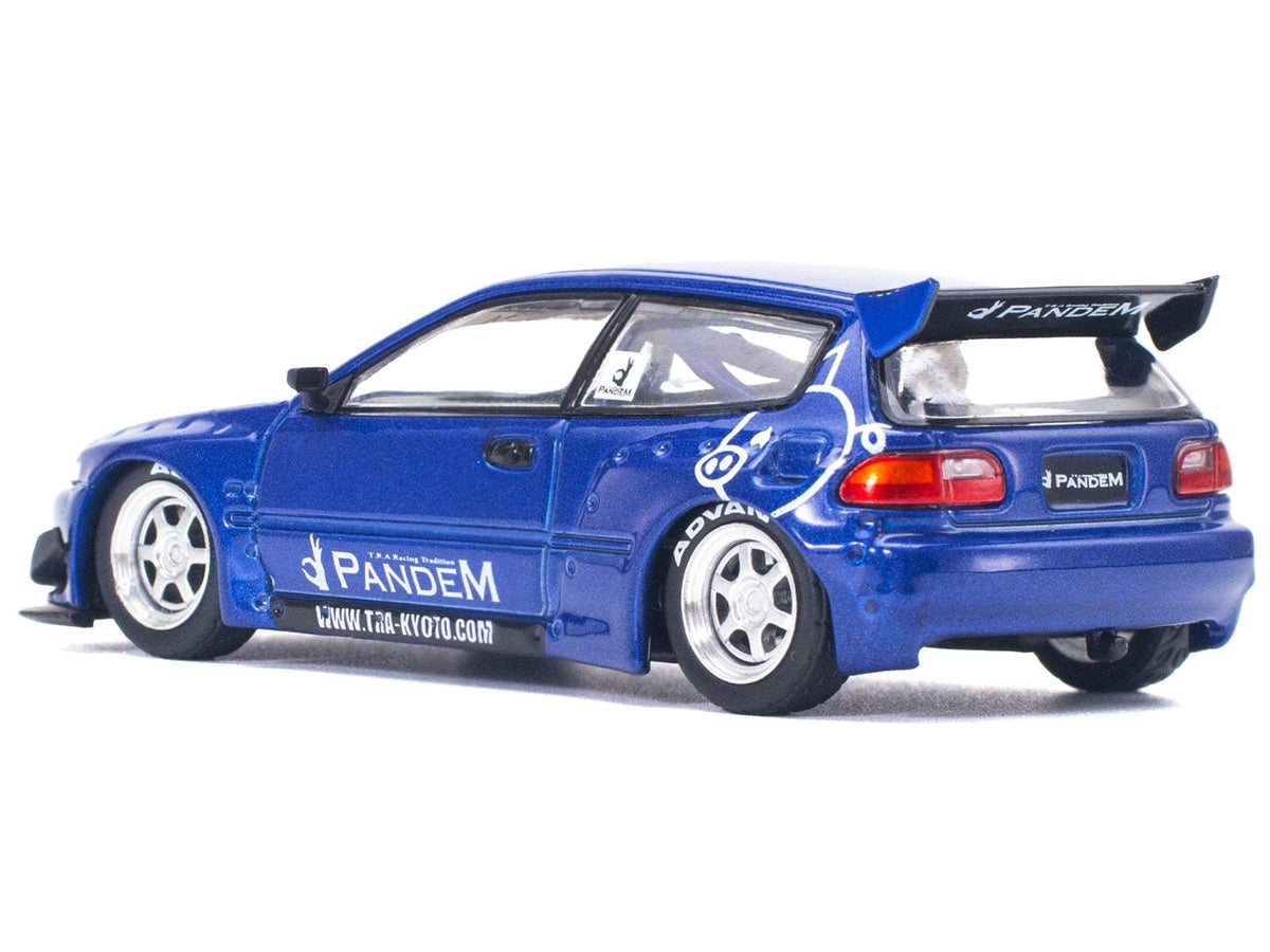 Pandem Civic EG6 RHD (Right Hand Drive) Blue Metallic | 1/64 Diecast Model Car | Pop Race | Collector Quality