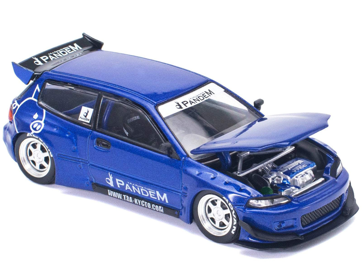 Pandem Civic EG6 RHD (Right Hand Drive) Blue Metallic | 1/64 Diecast Model Car | Pop Race | Collector Quality