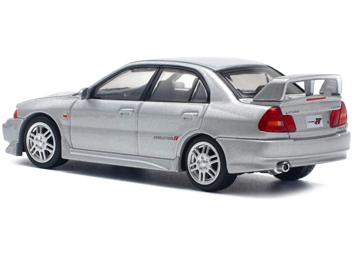 Mitsubishi Lancer Evolution IV RHD (Right Hand Drive) Steel Silver Metallic | 1/64 Diecast Model Car | Pop Race | Collector Quality