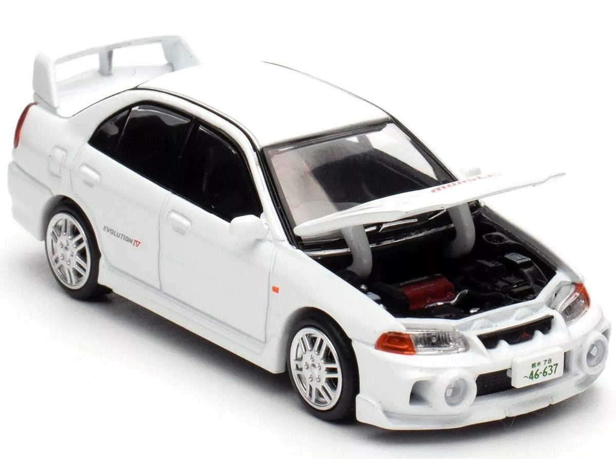Mitsubishi Lancer Evolution IV RHD (Right Hand Drive) White | 1/64 Diecast Model Car | Pop Race | Indonesia Diecast Expo 2024 Exclusive Series