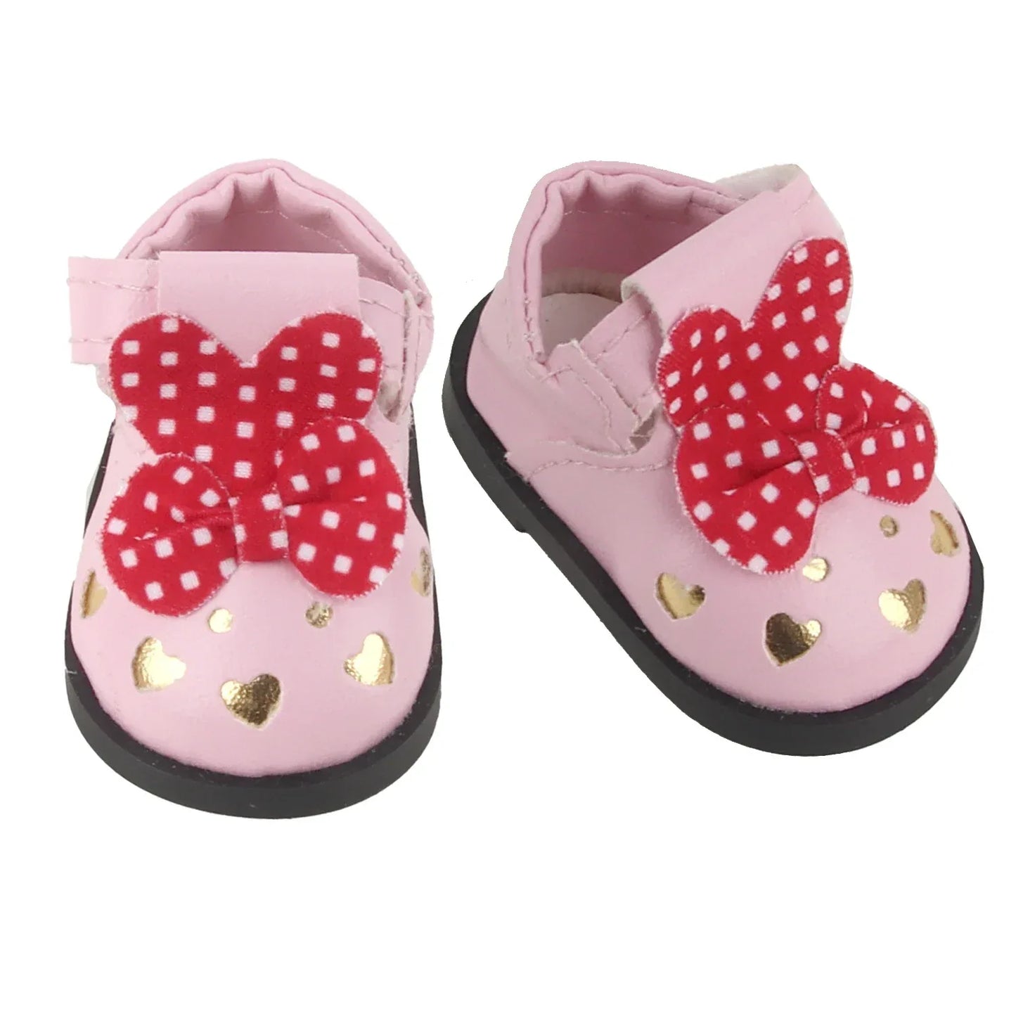 PU Leather Heart Bow Doll Shoes For 14 Inches Dolls - ToylandEU