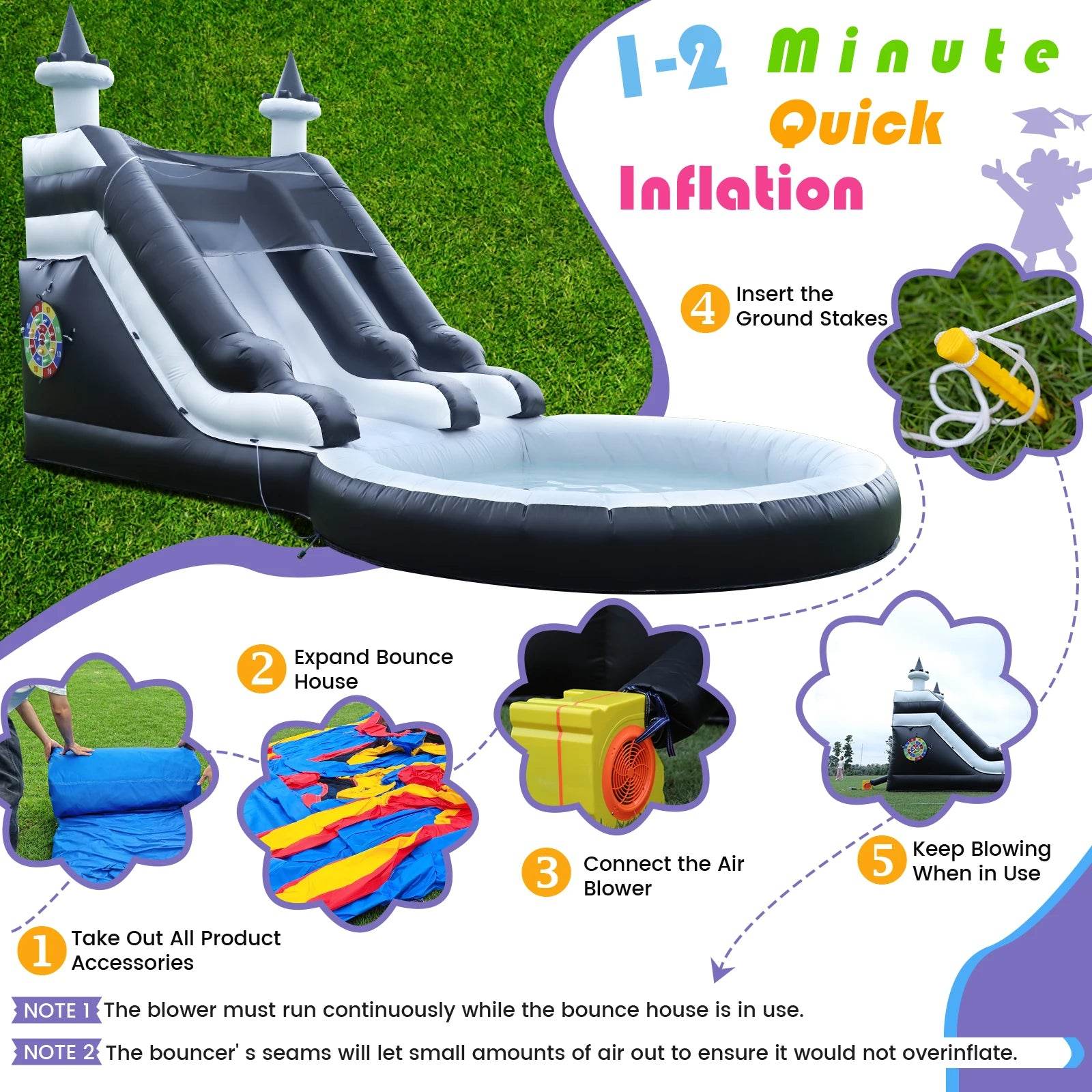 PVC Commercial Inflatable Bounce House for Kids and Slide - ToylandEU