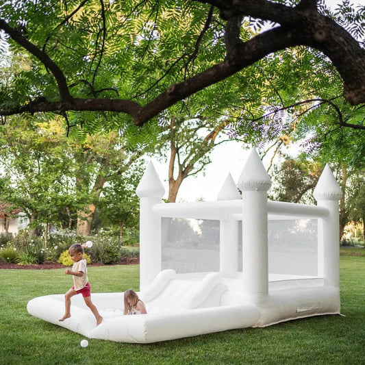 PVC Inflatable White Bounce House 13' L X 8' W X 8' Joy - ToylandEU