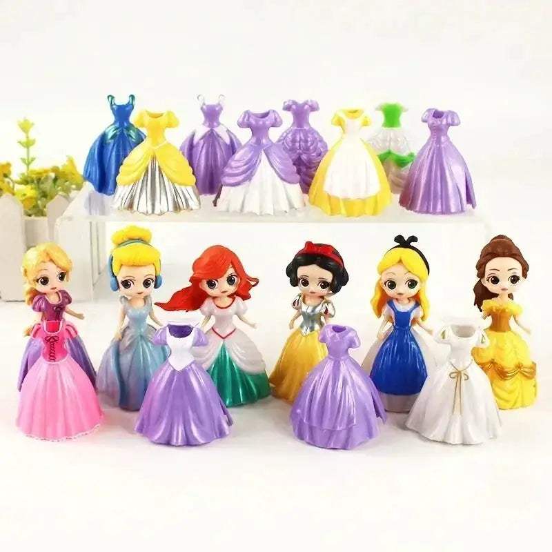 PVC Princess Action Figures With Interchangeable Clothes - ToylandEU
