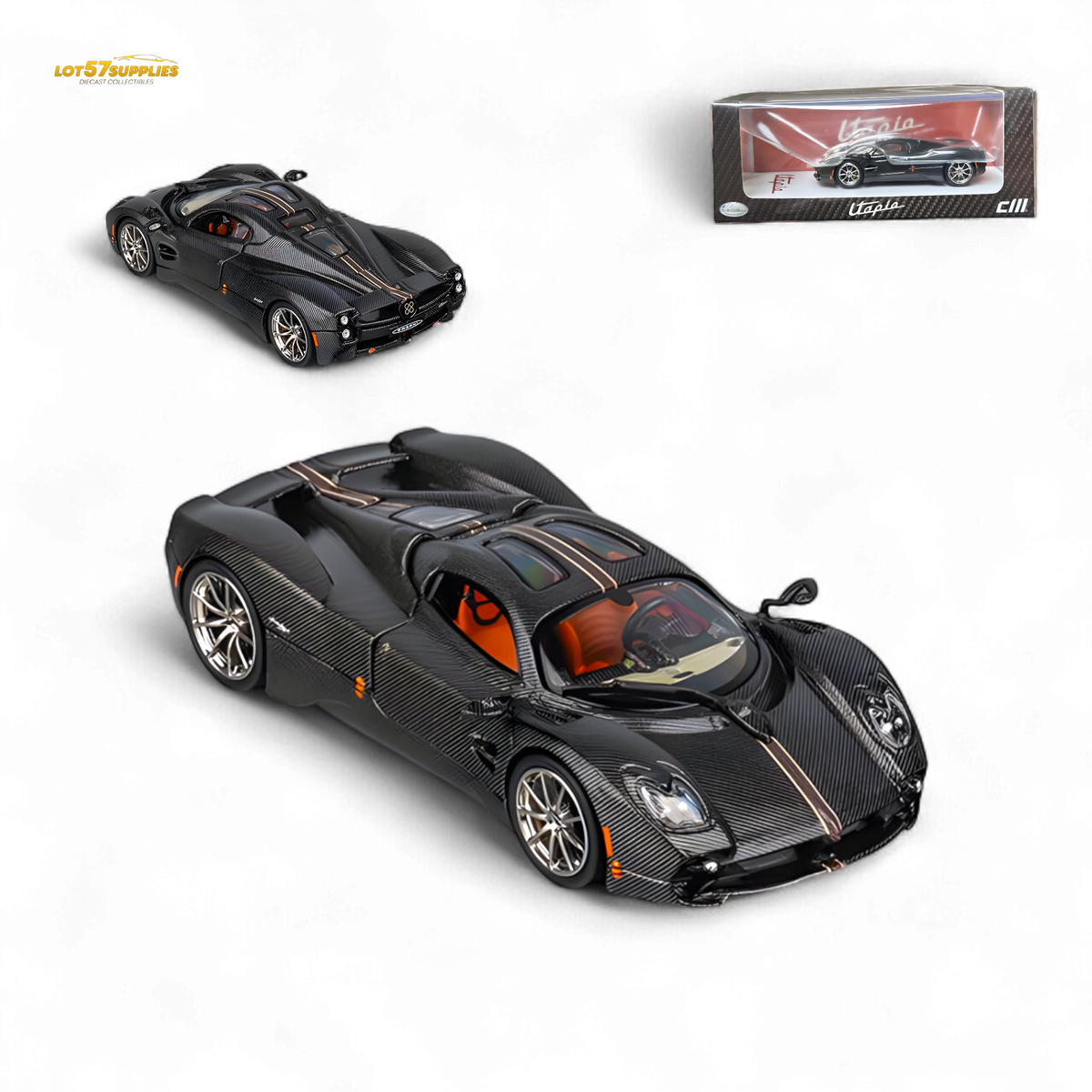 Pagani Utopia Diecast | 1:64 Scale Carbon Stripe | Toylandeu™