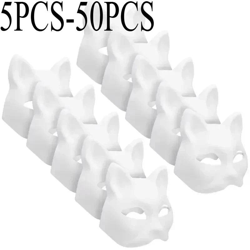 Paintable Mask Cat Fox Blank For Kids And Adults Halloween - ToylandEU