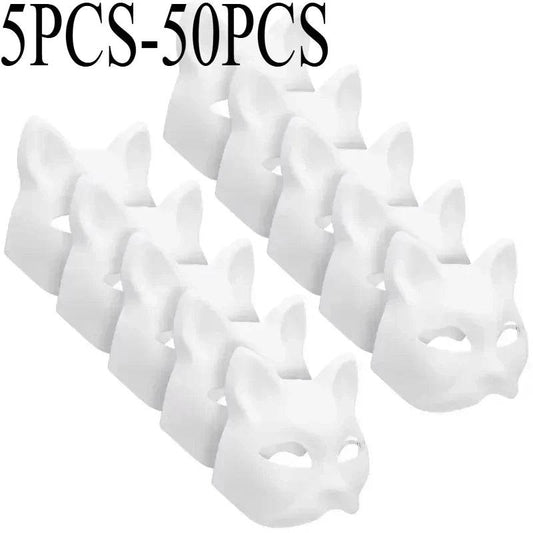 Paintable Mask Cat Fox Blank For Kids And Adults Halloween - ToylandEU
