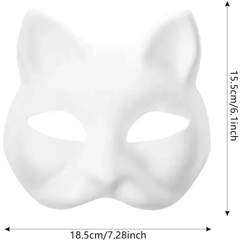 Paintable Mask Cat Fox Blank For Kids And Adults Halloween - ToylandEU