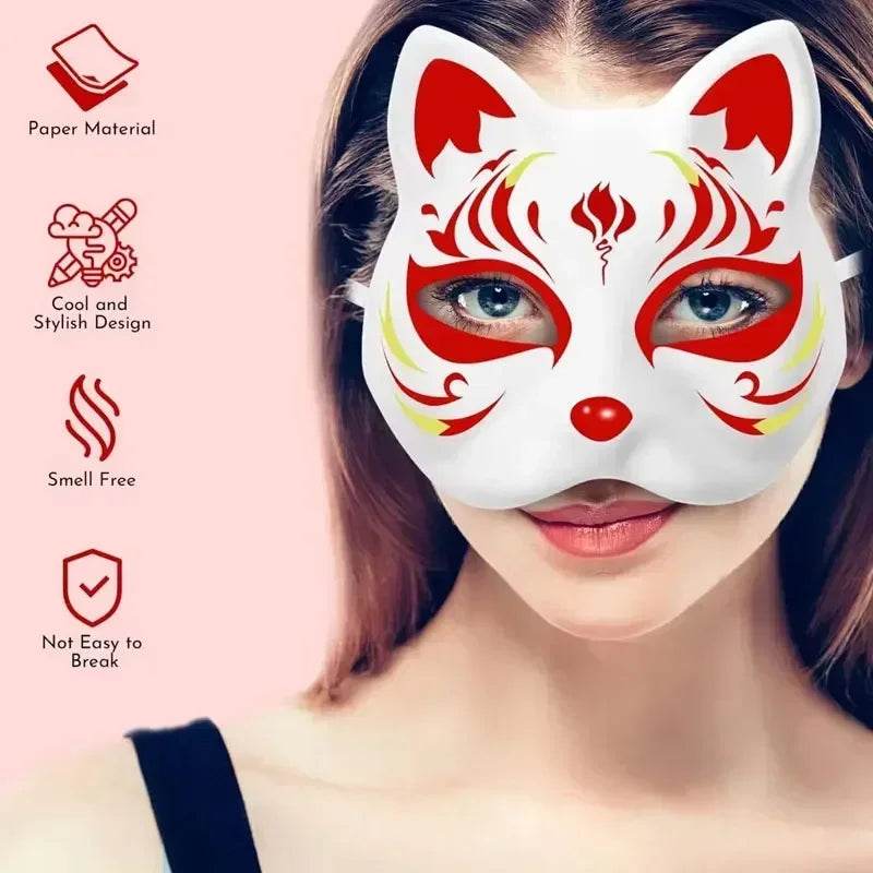 Paintable Mask Cat Fox Blank For Kids And Adults Halloween - ToylandEU