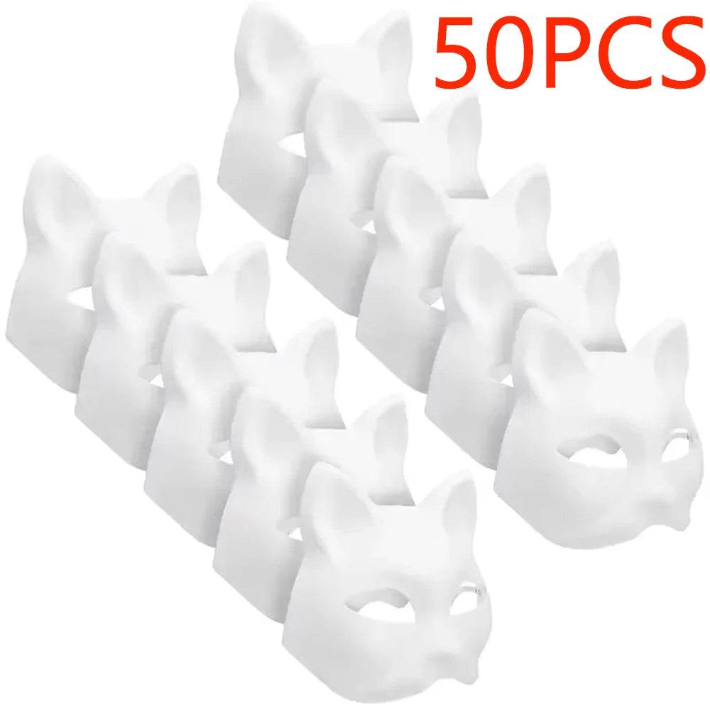 Paintable Mask Cat Fox Blank For Kids And Adults Halloween - ToylandEU