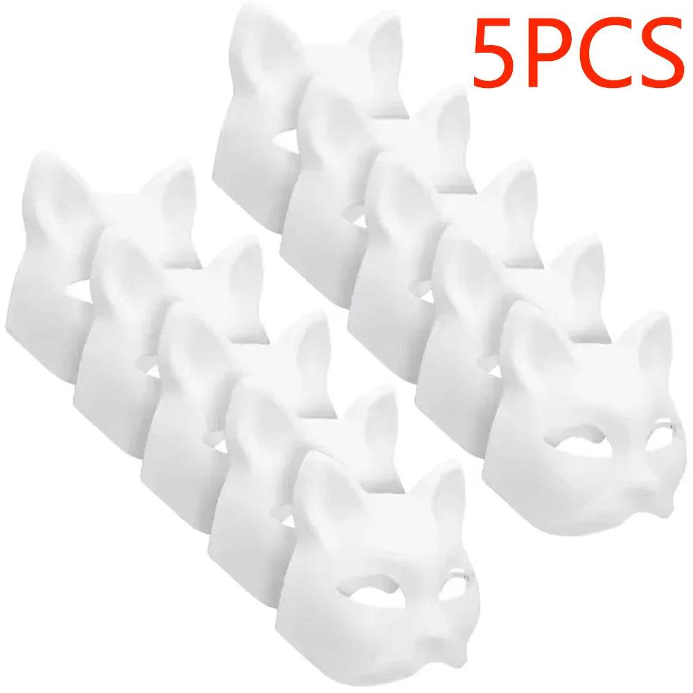 Paintable Mask Cat Fox Blank For Kids And Adults Halloween - ToylandEU