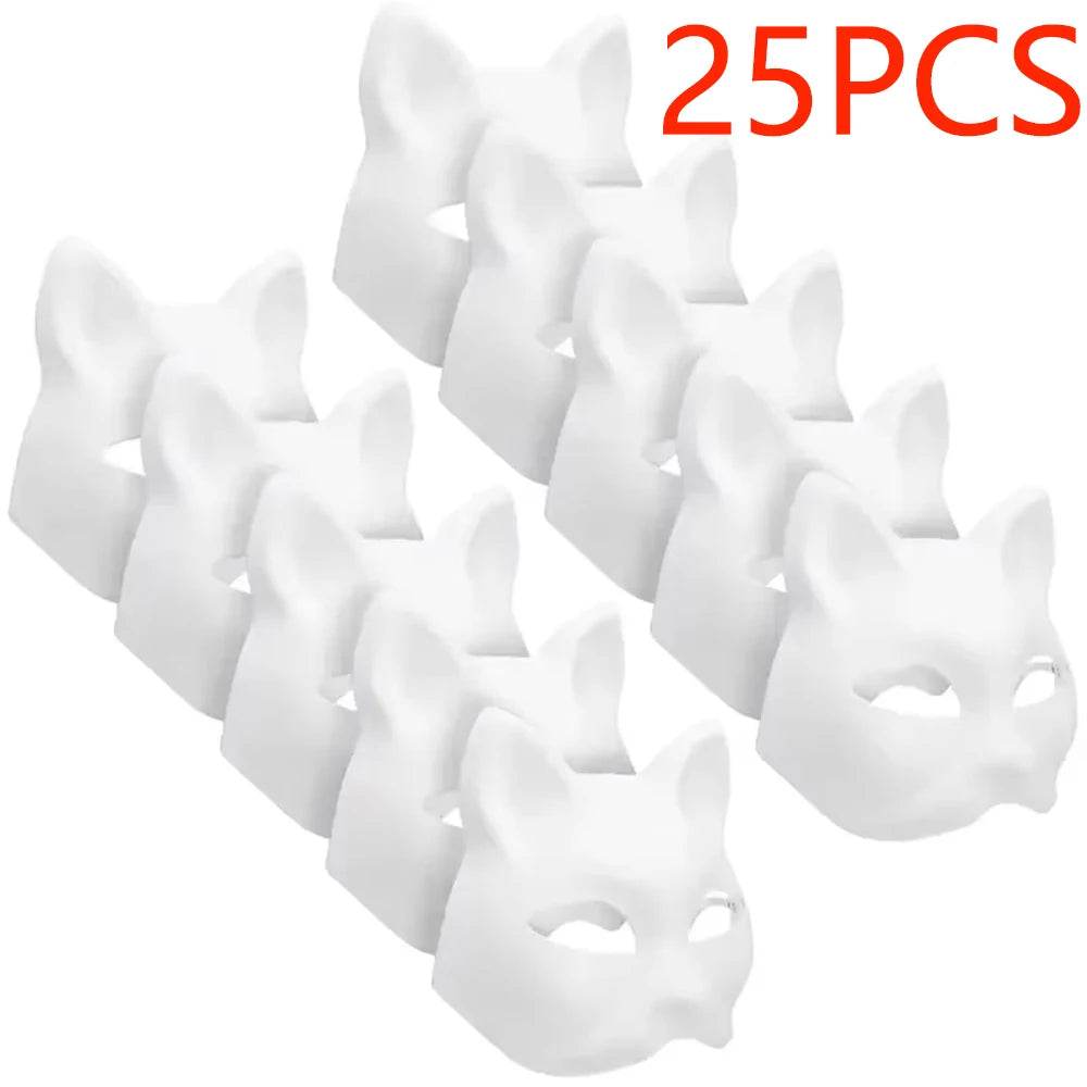 Paintable Mask Cat Fox Blank For Kids And Adults Halloween - ToylandEU