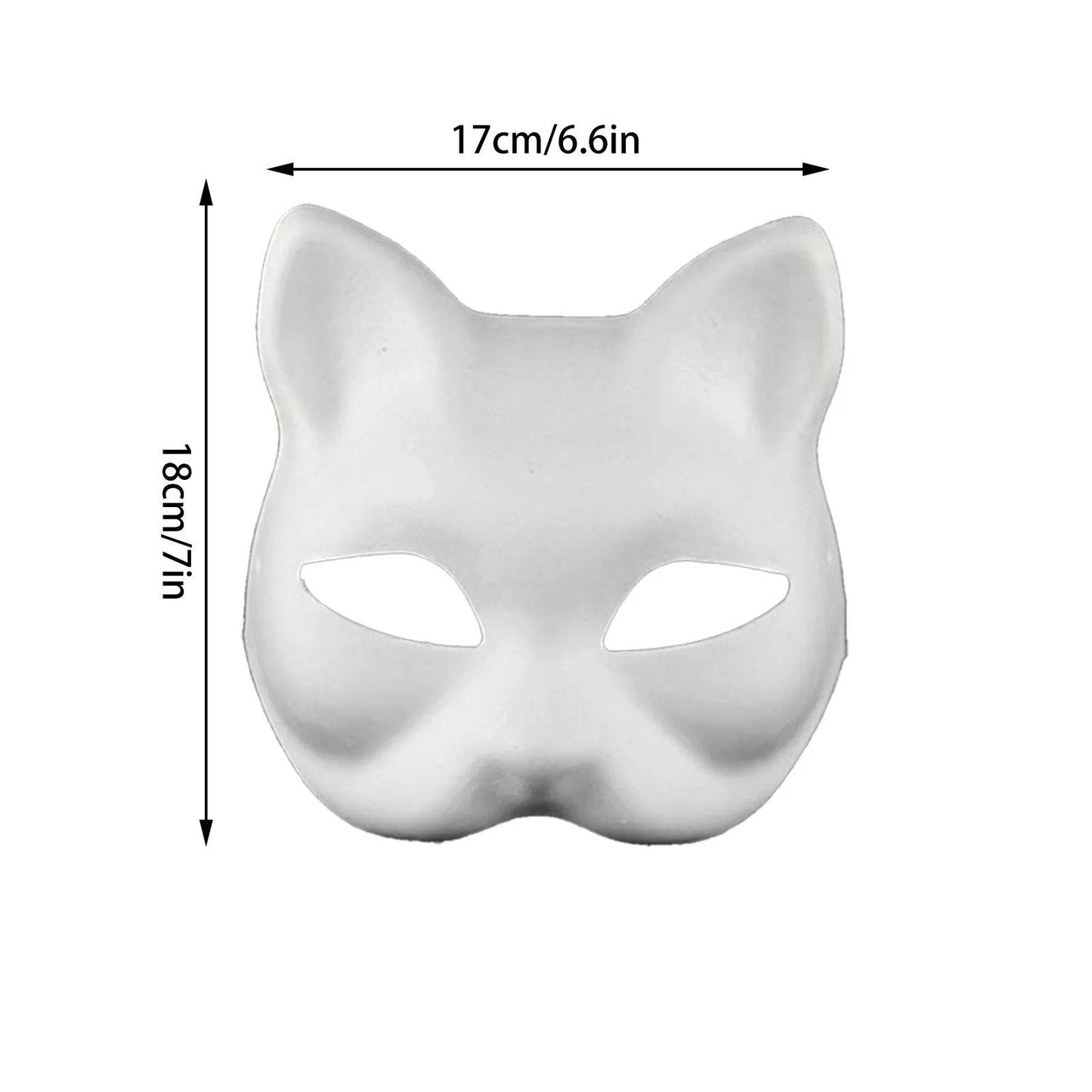 Paintable Mask White Half Face Cat Fox For Adult Cosplay - ToylandEU