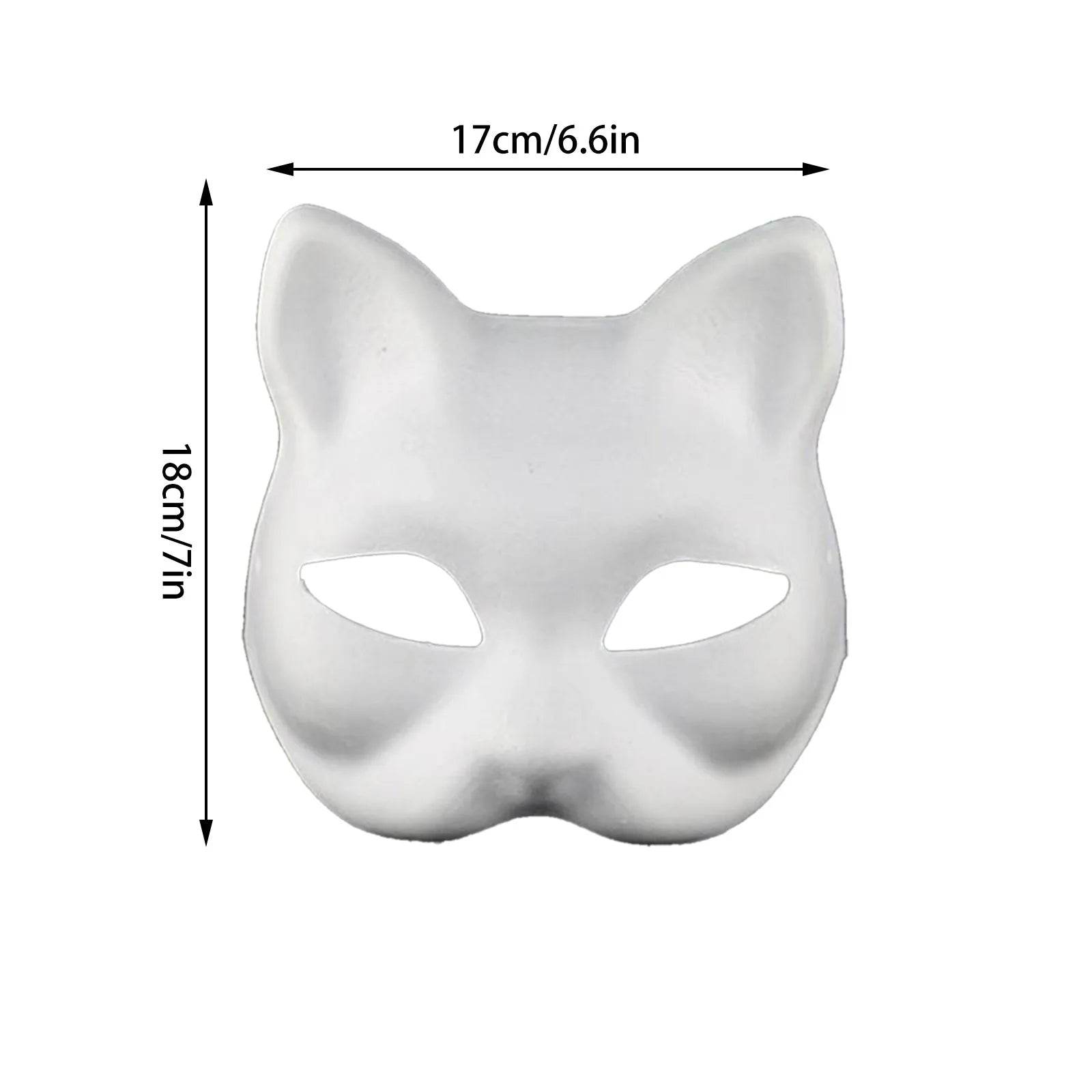 Paintable Mask White Half Face Cat Fox For Adult Cosplay - ToylandEU