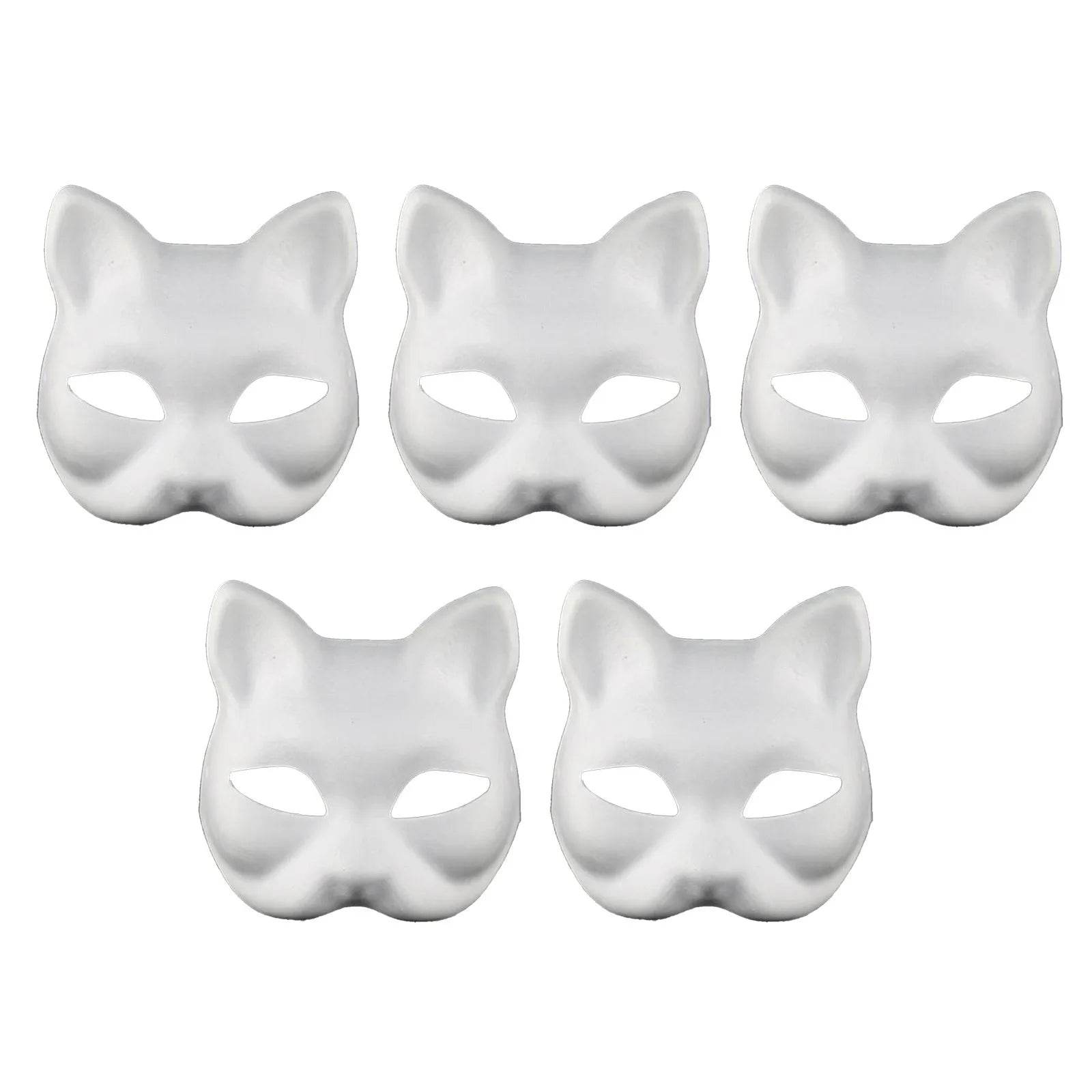 Paintable Mask White Half Face Cat Fox For Adult Cosplay - ToylandEU