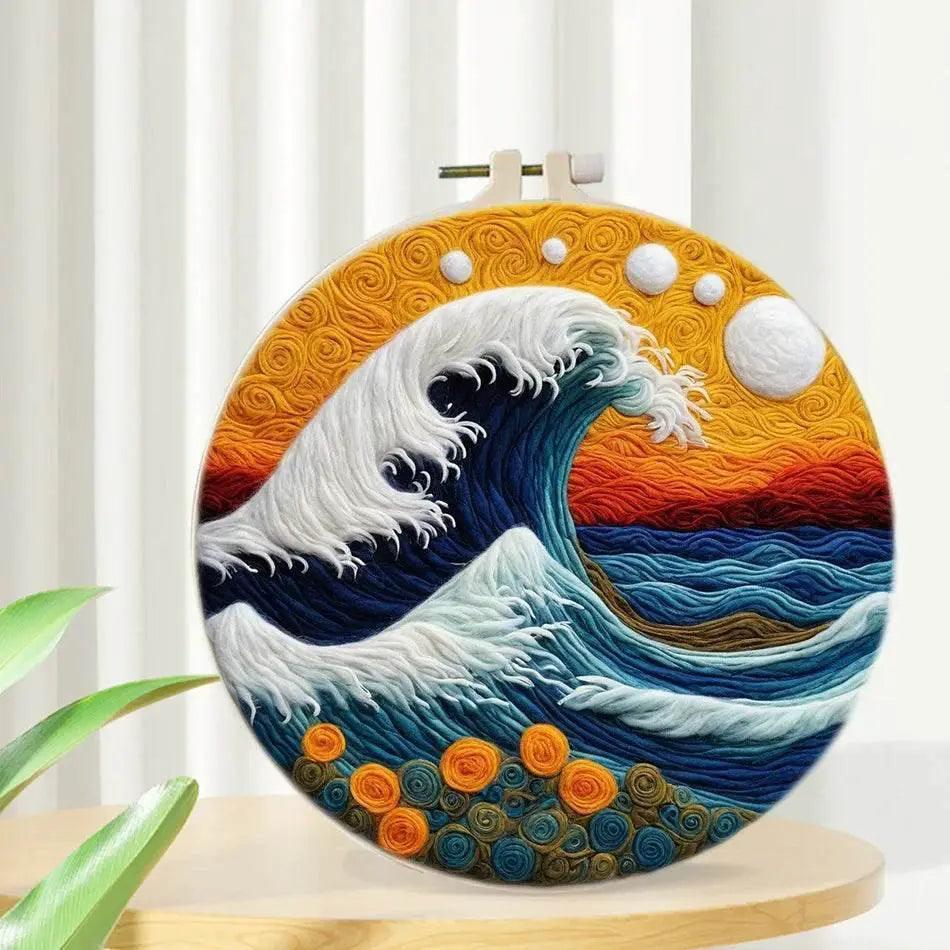  Painting DIY Wool Embroidery Kit Landscape 20x20cm Frame Handmade DIY Wool Needle Felt Picture Kit Craft Painting Gift -  ToylandEU™
