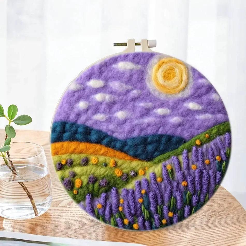  Painting DIY Wool Embroidery Kit Landscape 20x20cm Frame Handmade DIY Wool Needle Felt Picture Kit Craft Painting Gift -  ToylandEU™