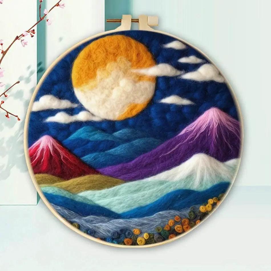  Painting DIY Wool Embroidery Kit Landscape 20x20cm Frame Handmade DIY Wool Needle Felt Picture Kit Craft Painting Gift -  ToylandEU™