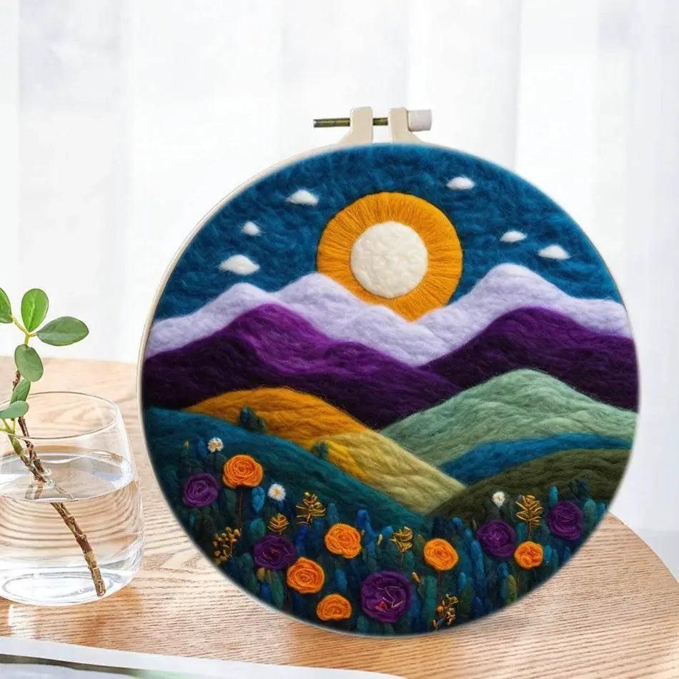  Painting DIY Wool Embroidery Kit Landscape 20x20cm Frame Handmade DIY Wool Needle Felt Picture Kit Craft Painting Gift -  ToylandEU™