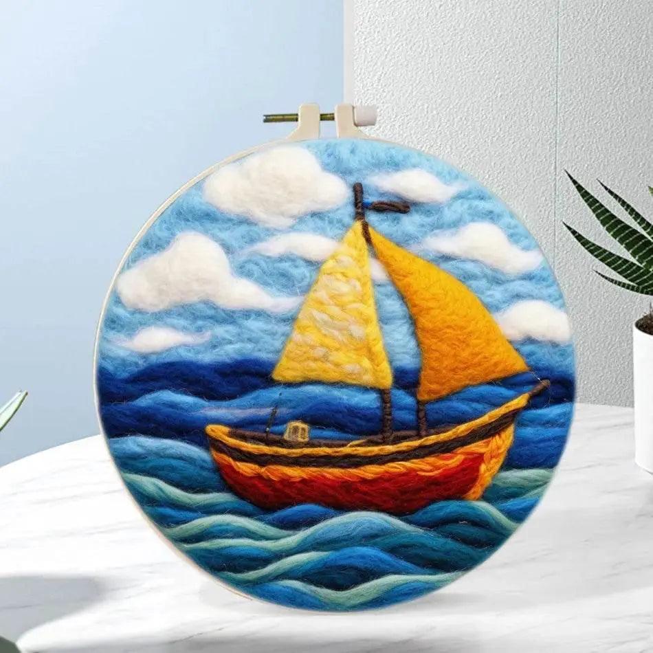 Painting DIY Wool Embroidery Kit Landscape 20x20cm Frame Handmade DIY Wool Needle Felt Picture Kit Craft Painting Gift -  ToylandEU™