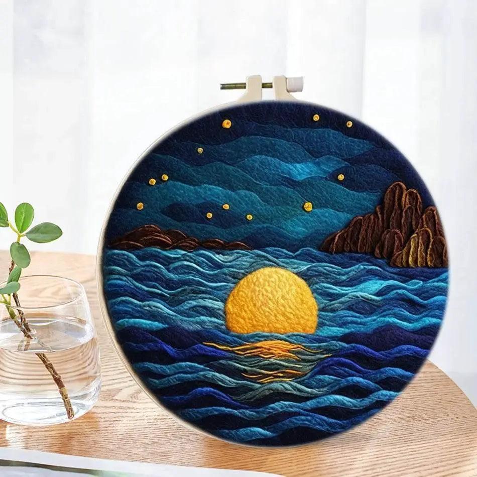  Painting DIY Wool Embroidery Kit Landscape 20x20cm Frame Handmade DIY Wool Needle Felt Picture Kit Craft Painting Gift -  ToylandEU™