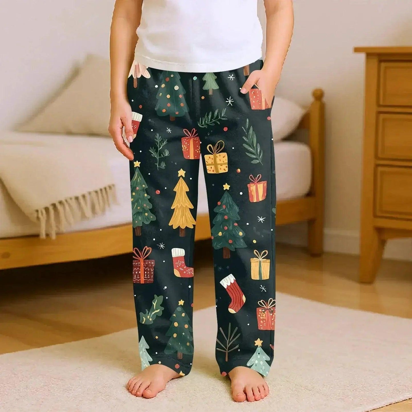  Kids Christmas Pajama Pants Loose Fit Cozy Cartoon Print -  ToylandEU™