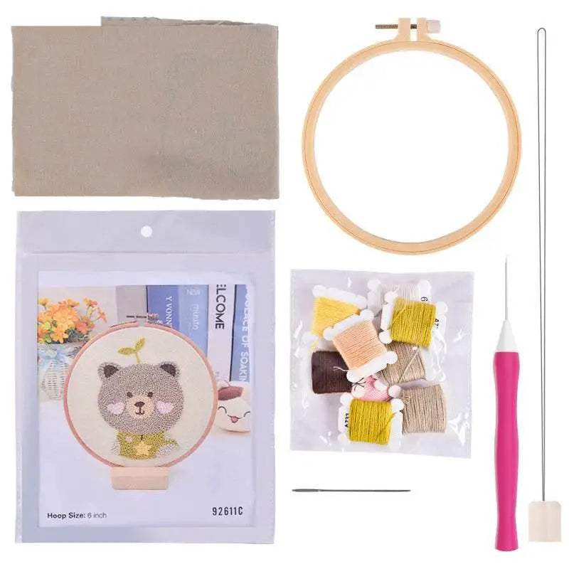  Panda and Dinosaur Themed Magic Needle Embroidery Kit for Beginners - DIY Whale Punch Needle Tools -  ToylandEU™