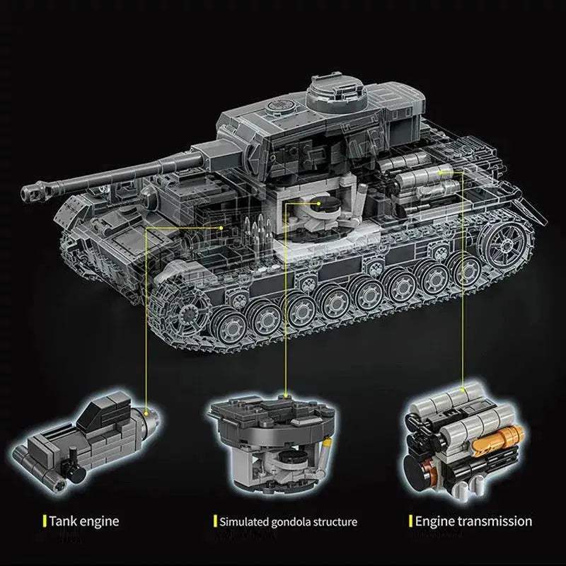 Panzer Tank Building Blocks Kit With Figures WW2 Military - ToylandEU