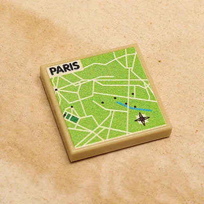 Paris Map On 2x2 LEGO Tile Official Custom Display - ToylandEU