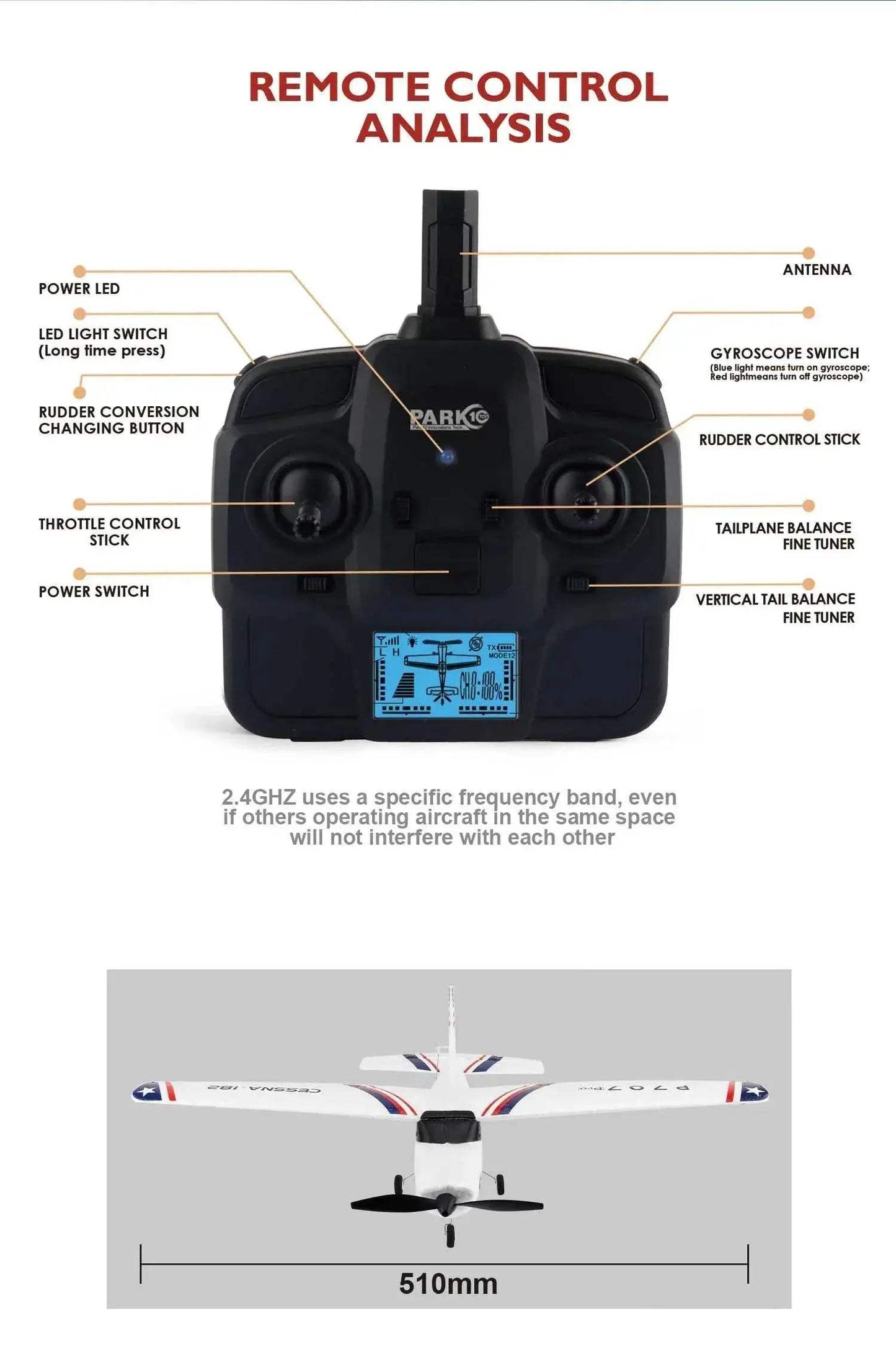  Parkten RC Airplane P707G PRO CESSNA 182 Glider RTF -  ToylandEU™