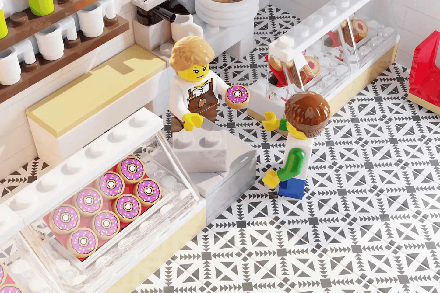 Parlor Doughnuts 2x2 Tile Flooring For MOCS Vintage Pattern - ToylandEU