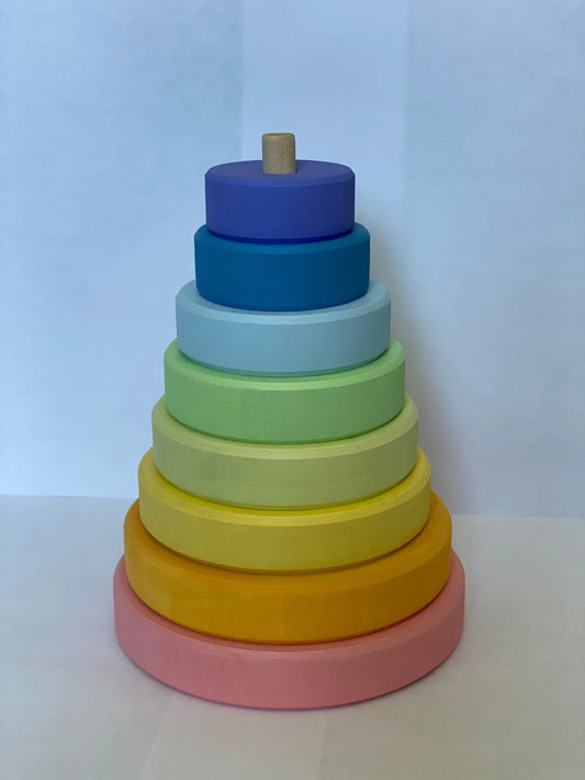 Pastel Wooden Stacking Pyramid for Fine Motor Skills - ToylandEU