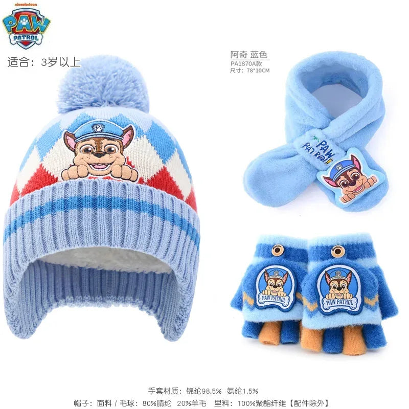 Paw Patrol Kids Winter Hat Glove Scarf Set Cozy Skye - ToylandEU