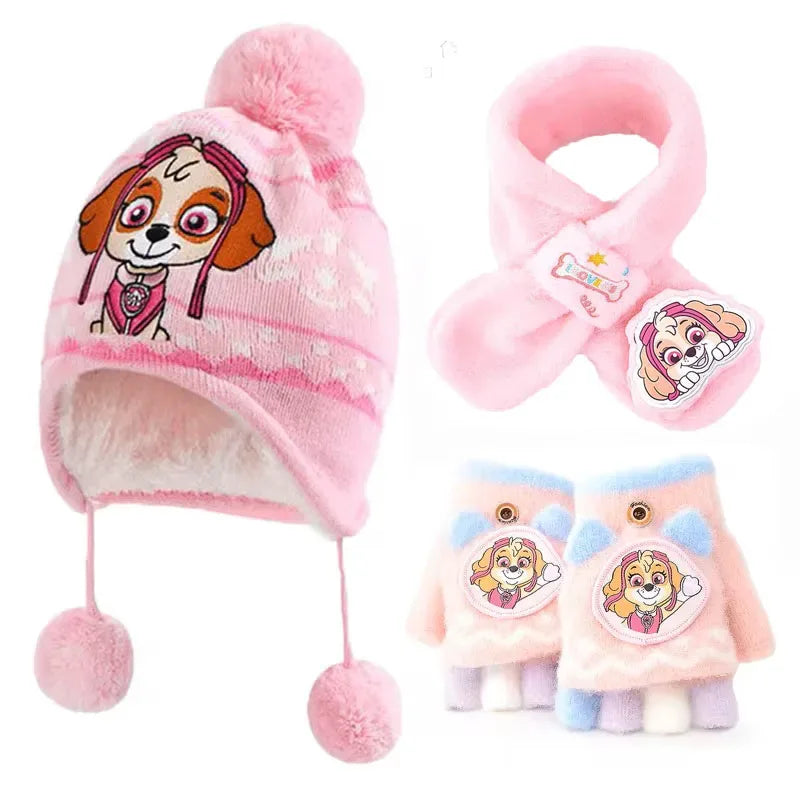 Paw Patrol Kids Winter Hat Glove Scarf Set Cozy Skye - ToylandEU
