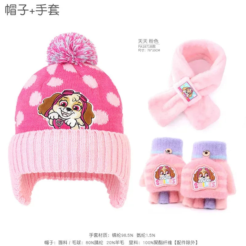 Paw Patrol Kids Winter Hat Glove Scarf Set Cozy Skye - ToylandEU
