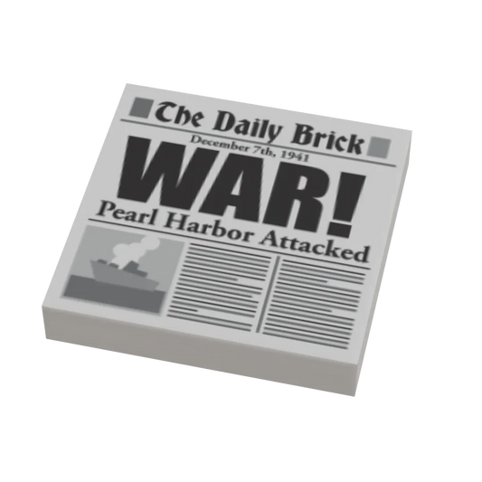 Pearl Harbor Attack Newspaper Print On 2x2 Official LEGO Tile For Figure Scale Display - ToylandEU
