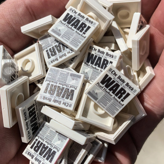 Pearl Harbor Attack Newspaper Print On 2x2 Official LEGO Tile For Figure Scale Display - ToylandEU