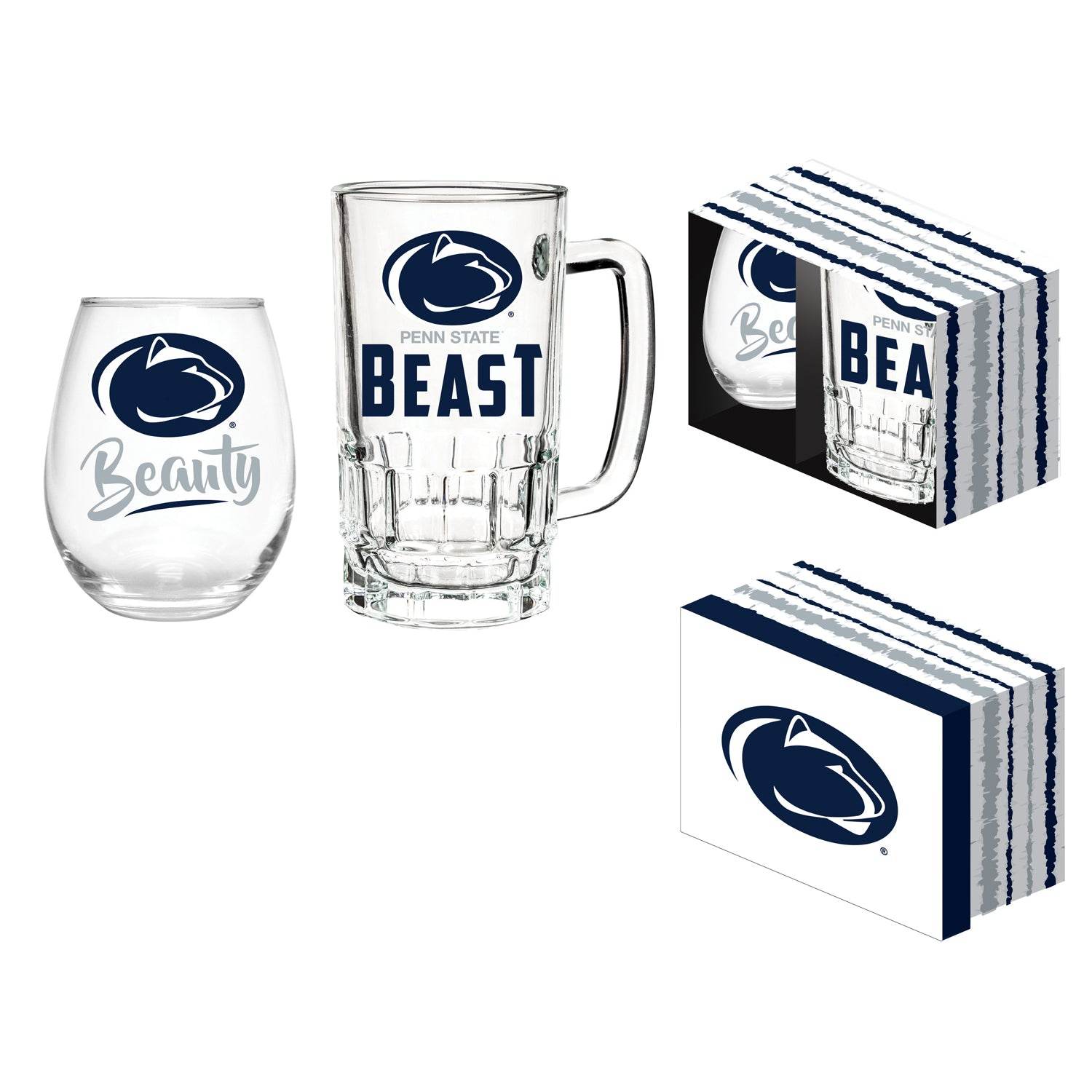 Penn State Nittany Lions Drink Set Stemless Wine Glass Boxed - ToylandEU