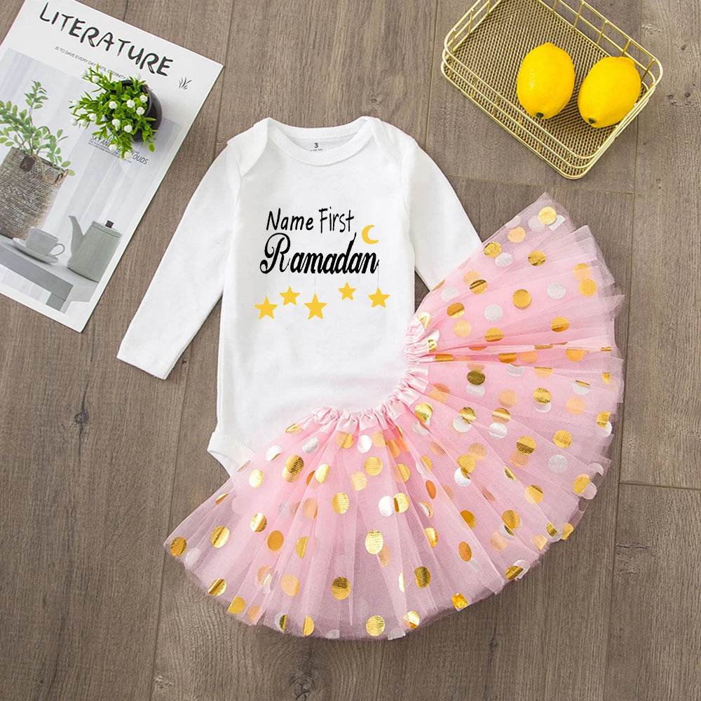 Personalised First Eid Tutu Dress Two Piece Set With Sequined Mesh For Babies And Toddlers - ToylandEU