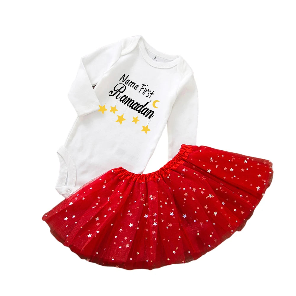 Personalised First Eid Tutu Dress Two Piece Set With Sequined Mesh For Babies And Toddlers - ToylandEU
