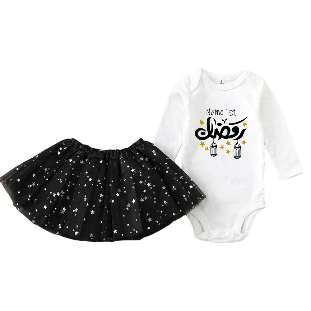 Personalised First Eid Tutu Dress Two Piece Set With Sequined Mesh For Babies And Toddlers - ToylandEU