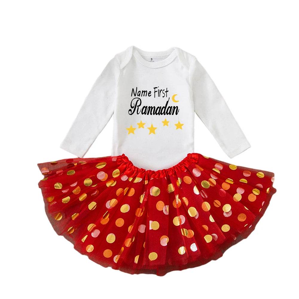 Personalised First Eid Tutu Dress Two Piece Set With Sequined Mesh For Babies And Toddlers - ToylandEU