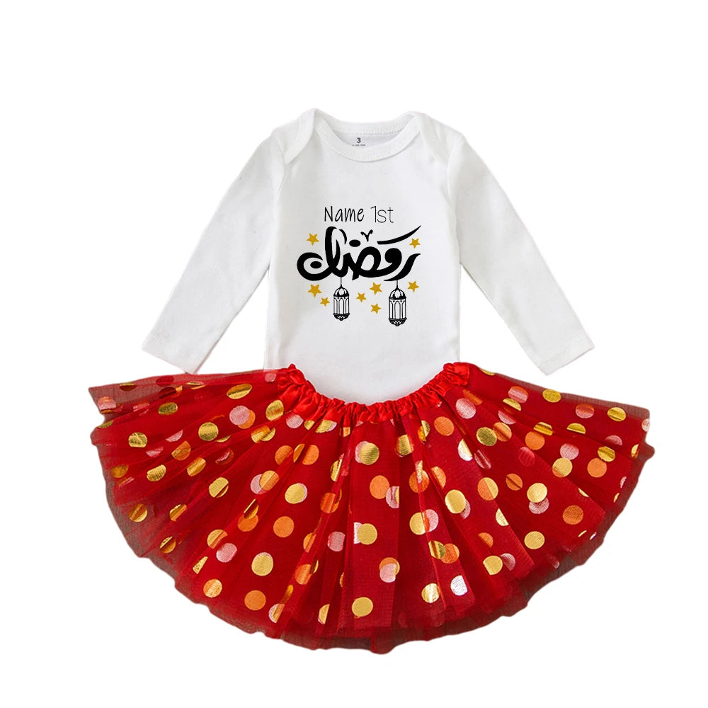 Personalised First Eid Tutu Dress Two Piece Set With Sequined Mesh For Babies And Toddlers - ToylandEU