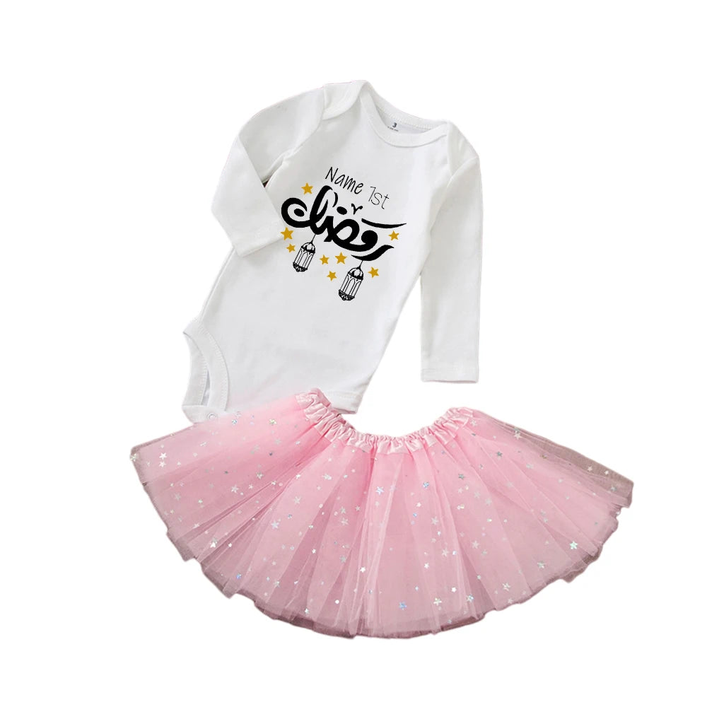 Personalised First Eid Tutu Dress Two Piece Set With Sequined Mesh For Babies And Toddlers - ToylandEU