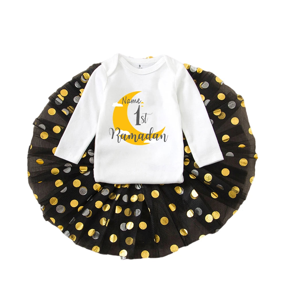 Personalised First Eid Tutu Dress Two Piece Set With Sequined Mesh For Babies And Toddlers - ToylandEU