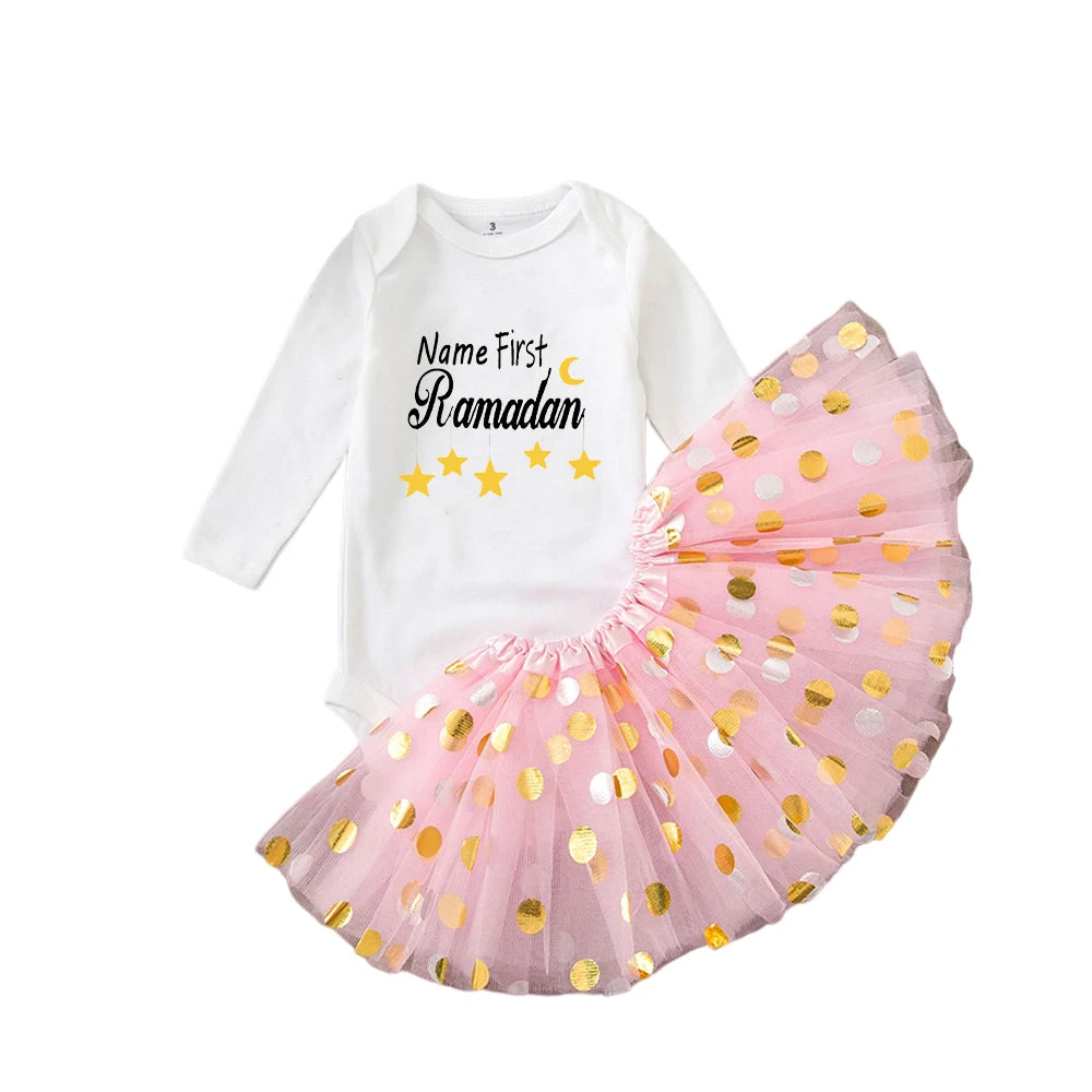 Personalised First Eid Tutu Dress Two Piece Set With Sequined Mesh For Babies And Toddlers - ToylandEU