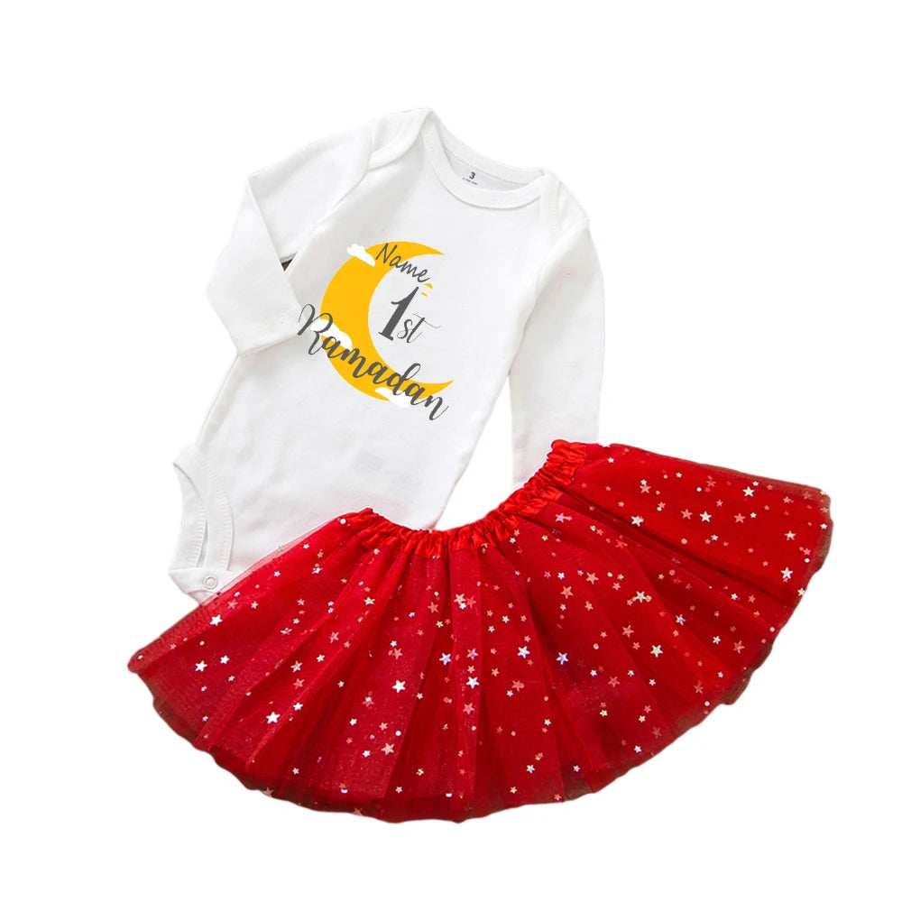 Personalised First Eid Tutu Dress Two Piece Set With Sequined Mesh For Babies And Toddlers - ToylandEU