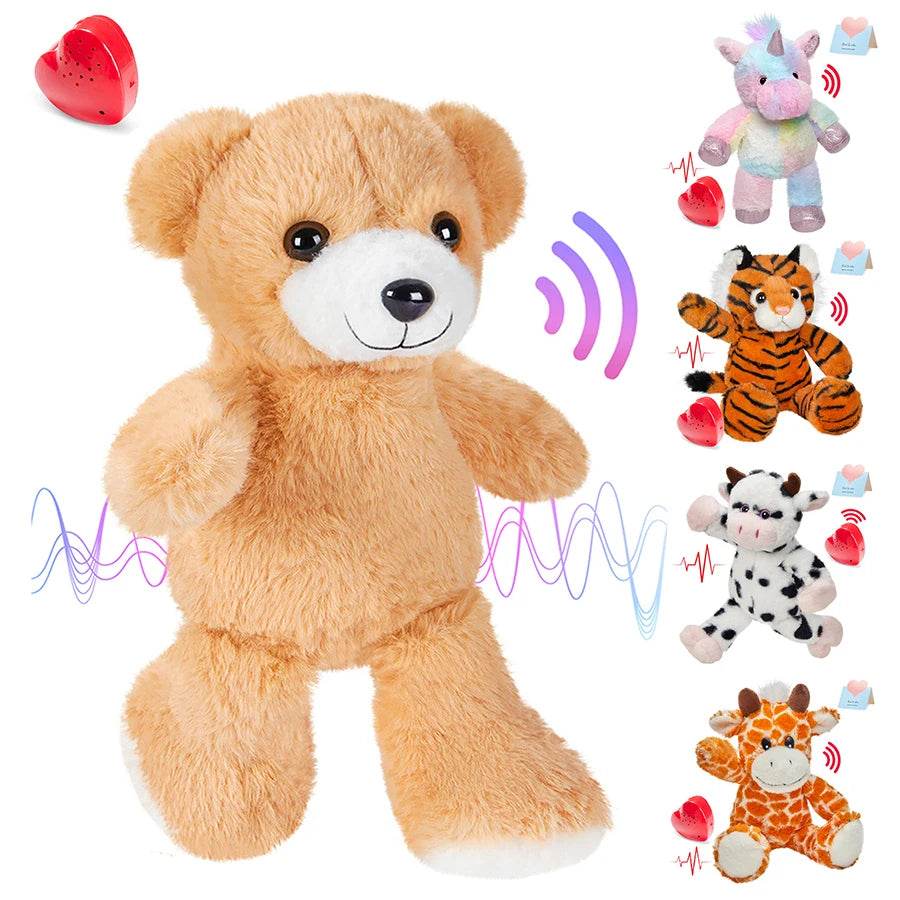 Personalized 32cm Recordable Plush Animals - Bear, Cow, Giraffe, Tiger - ToylandEU