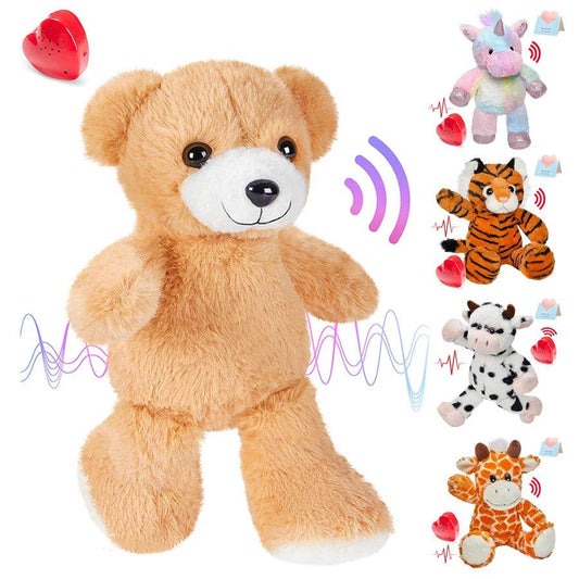 Personalized 32cm Recordable Plush Animals - Bear, Cow, Giraffe, Tiger - ToylandEU