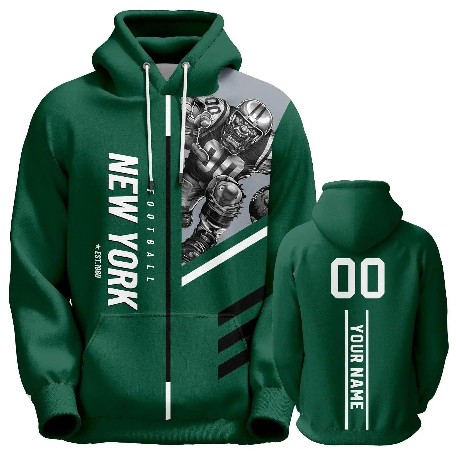  Personalized 3D Printed New York Football Hoodies - Custom Name & Number Sweatshirts for Men, Women, and Youth Fans -  ToylandEU™
